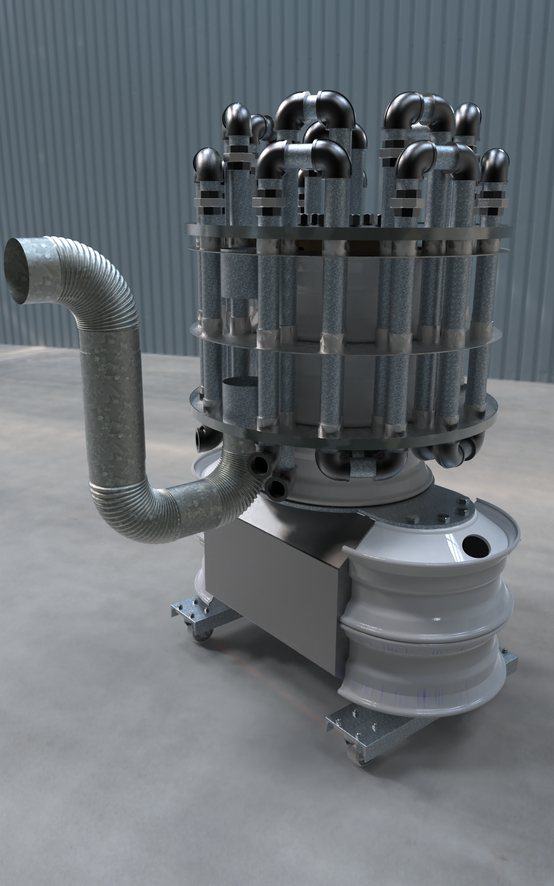 半卡车轮木柴炉热交换器锅炉